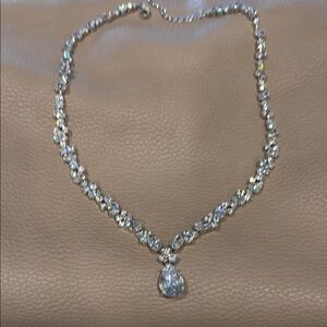 Elegant Silver Necklace with Clear Stones